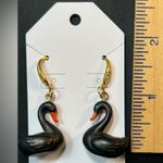 Black Swan  Gold Tone Rhinestone Pierced Earrings New Photo 2