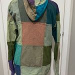 Colorful Patchwork Boho Hoodie Green Size M Photo 2