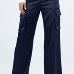 Princess Polly Navy Gilmore Cargo Pants Satin Wide Leg Size 6 Women's Photo 0