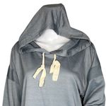 Kori  America Shirt Womens Medium Gray Ivory Hoodie‎ Sweatshirt Basic Oversized Photo 4
