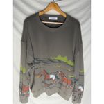Daydreamer NWOT  Running Horses Oversized Crewneck by Free People Olive Green XL Photo 1