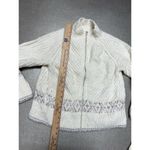 Anthropologie  Pilcro Textured Full Zip , White Cardigan Sweater, Size Small Photo 4