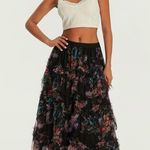 Amazon Black Floral Retro Tulle Tiered A Line Mesh Flowy Swing Skirt Photo 0