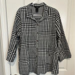 Ali Miles Black White Gingham Check Tunic Top 3/4 Sleeve Cotton Shirt XL Photo 0