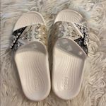 Crocs  Women's Bandana Print Slide Sandals - Cream and Brown size M5 and W7 Photo 6