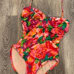 One Piece Vintage 90s swimsuit floral bright tropical slimming Small Photo 1