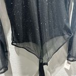 NWT Black Sheer Glitter bodysuit Size L Photo 3
