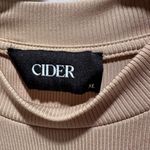 Cider  Crop Top Womens X-Large Beige Ribbed Sleeveless Gathered Sides Mock Neck Photo 1