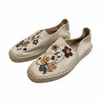 Tory Burch Floral Embroidered Canvas Espadrille Flats Women's Size 7 Beige Photo 2