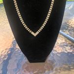 Women's NWOT Silver Tone "V" Rhinestone Necklace Photo 1