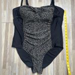 Ava & Viv Retro Pinup Black Leopard Print Ruched One Piece Swimsuit 20W Photo 1