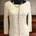 Jones New York Jones‎ New York Country Cream White Open Cable Knit Sweater Women's Small Casual Photo 0