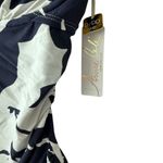 Anne cole  V-Wire Navy White Tropical Palm Print Tankini Swim Top 36DD/38D Photo 4