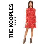 The Kooples The Koople Silk Crepon Dotted Line Floral Dress - Red Size US M Photo 0