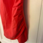 superdown  Skye Mini Dress Red Orange Ruched Sleeveless Plunge Neck S Revolve Photo 6