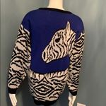 Beverly Hills Zoo Retro Zebra Sweater size medium Blue Photo 2