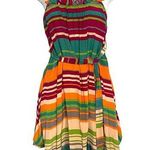 Plenty By Tracy Reese PLENTY Tracy Reese 100% Silk Striped Mini Dress Sz Small Anthropologie Rainbow Photo 0