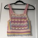 ZARA NEW  Pastel Crochet Knit Tank Size Small Striped Cropped Blue Yellow Purple Photo 0