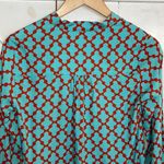 Escapada  Top Womens Teal Blue Orange Print 3/4 Sleeve Boho Resort‎ Size Small Photo 3