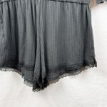 Victoria's Secret  Black Ribbed Lounge Romper Women's Size Medium Lace Trim Photo 1