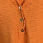 Loft Size M Sweater Roll Tab Henley Women’s Orange Knit Long Tab Sleeve V-neck Photo 4