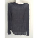 Vince  Navy Blue Sheer Back Neck  Long Sleeve Crew Neck Casual‎ Top Womens MEDIUM Photo 2