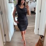 Sweet Storm  Sparkly Black Ruched Cowl Neck Bodycon Y2K Party Dress, Size Large Photo 5