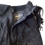 Black Suede Leather Western Pants Size 8 Photo 2