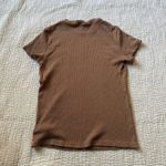 Theory Brown Ribbed Short Sleeve Top Photo 3