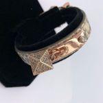 Henri Bendel  Snakeskin Leather Rose Gold Adjustable Bracelet Rhinestone Pyramid Photo 0