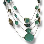 Chico's Chico’s Women’s Necklace Earrings Set Multi Strand Turquoise Gold 12” Length Photo 5
