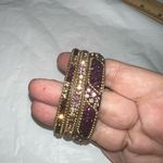 Set of Three Made in India Purple and Gold Sparkle Bangle Bracelets Photo 0