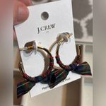 J.Crew Gold and Plaid Bow Hoop Earrings Photo 2