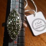 Peridot Color Swarovski Crystal Stainless Steel Celestial Fern Ring (Size 7) Photo 3