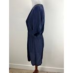 J.Crew  Hideaway Navy Mini Dress Silk & Cotton Panels V Neck Short Sleeve Est. M Photo 12