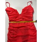 Hello Molly  popping champagne Coral Ruched V Neck Spaghetti Strap Mini Dress L Photo 7