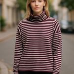 French Connection NWT Babysoft Stripe Turtleneck Sweater Photo 0