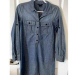 J.Crew Shirt Dress Womens XS Chambray Denim Roll Tab Sleeve Button Casual pockets Photo 0