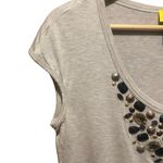 St. John Spa Oatmeal Melange Embellished Short Sleeve Shirt Size Small Photo 3