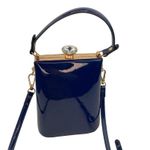 Bolsa Dama Purse Blue Patent Crossbody Rhinestone Clasp Girly Romantic Feminine Photo 1