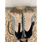 ZARA sz 6.5 Black White Chevron Square Peep Toe Lace Up Stiletto Heels Photo 7