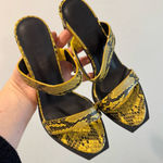 Alias Mae Cleo Yellow Snakeskin Embossed Heeled Sandal Size 38 Black Photo 0