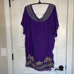 Swimsuits For All Embroidered Beach Cover Dress Women's Plus Size 14/16 Rayon Purple Photo 1