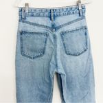 ZARA  Light Wash Relaxed Wide Leg Distressed Jeans Size 6 Raw Hem Photo 4