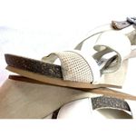 OTBT Freedom White Beige Leather Strappy Wedge Sandals Womens Size 8.5 Flaw Photo 3