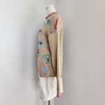 Cabin creek Vintage Tan Spring Floral Pink Crew Neck Knit Sweater S Photo 5