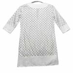 Gretchen Scott Designs Dress Women XS White Silver Embroidered Sheath All Cotton Photo 1