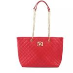 Badgley Mischka  Red Quilted Gold Chain Strap Bag Photo 2
