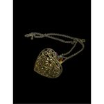 Womens Y2K‎ Vintage Chunky 3" Silver Tone Beaded Heart Chain Opera Rope Necklace Blue Photo 3