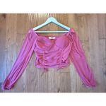 Steve Madden Madden NYC pink shirred corset puff sleeve cropped blouse large Photo 8